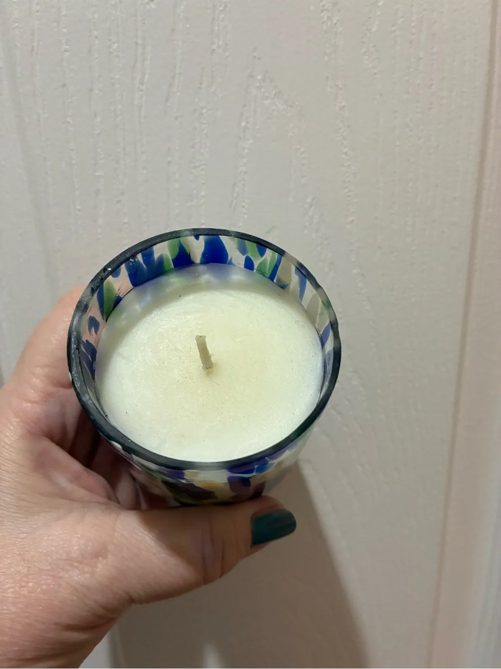 Anthropologie Mosaic Glass Vessel Candle in Evening Sky